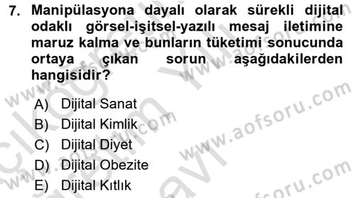 Dijital Dönüşüm Dersi 2024 - 2025 Yılı Yaz Okulu Sınav Soruları 7. Soru