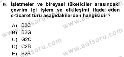 Dijital Dönüşüm Dersi 2024 - 2025 Yılı Yaz Okulu Sınav Soruları 9. Soru