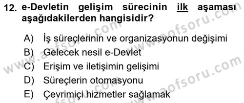 Dijital Dönüşüm Dersi 2025 - 2026 Yılı (Vize) Ara Sınav Soruları 12. Soru