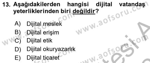 Dijital Dönüşüm Dersi 2025 - 2026 Yılı (Vize) Ara Sınav Soruları 13. Soru