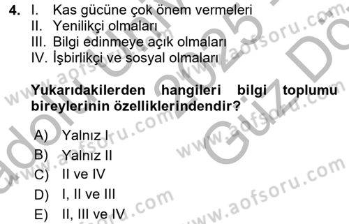 Dijital Dönüşüm Dersi 2025 - 2026 Yılı (Vize) Ara Sınav Soruları 4. Soru