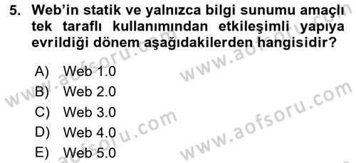 Dijital Dönüşüm Dersi 2025 - 2026 Yılı (Vize) Ara Sınav Soruları 5. Soru