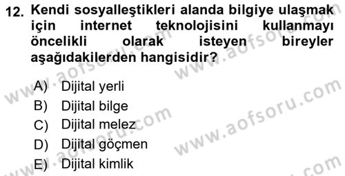 Dijital Dönüşüm Dersi 2025 - 2026 Yılı (Final) Dönem Sonu Sınav Soruları 12. Soru