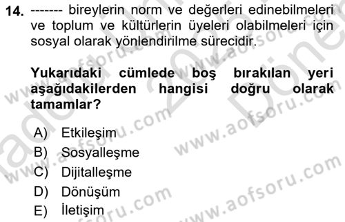 Dijital Dönüşüm Dersi 2025 - 2026 Yılı (Final) Dönem Sonu Sınav Soruları 14. Soru