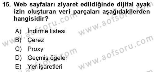 Dijital Dönüşüm Dersi 2025 - 2026 Yılı (Final) Dönem Sonu Sınav Soruları 15. Soru