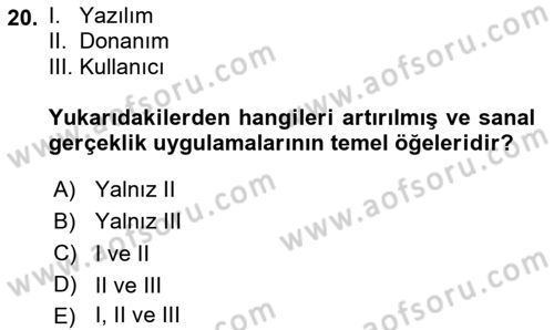Dijital Dönüşüm Dersi 2025 - 2026 Yılı (Final) Dönem Sonu Sınav Soruları 20. Soru
