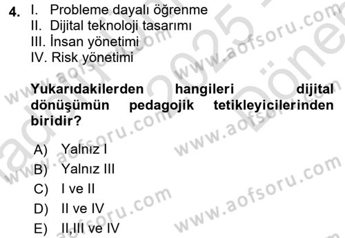 Dijital Dönüşüm Dersi 2025 - 2026 Yılı (Final) Dönem Sonu Sınav Soruları 4. Soru