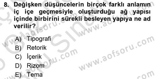 Dijital Dönüşüm Dersi 2025 - 2026 Yılı (Final) Dönem Sonu Sınav Soruları 8. Soru
