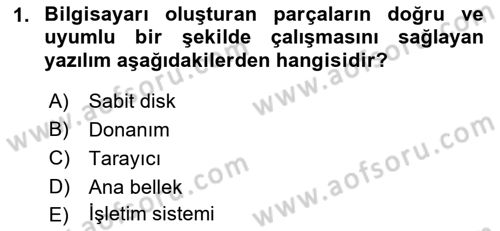 Temel Bilgi Teknolojileri Dersi Ara Sınavı Deneme Sınav Soruları 1. Soru