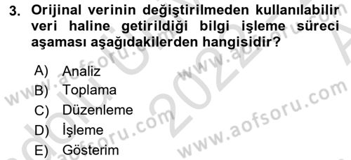 Temel Bilgi Teknolojileri Dersi Ara Sınavı Deneme Sınav Soruları 3. Soru