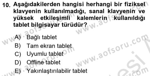 Temel Bilgi Teknolojileri Dersi 2022 - 2023 Yılı (Final) Dönem Sonu Sınav Soruları 10. Soru