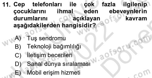 Temel Bilgi Teknolojileri Dersi 2022 - 2023 Yılı (Final) Dönem Sonu Sınav Soruları 11. Soru