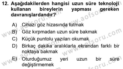 Temel Bilgi Teknolojileri Dersi 2022 - 2023 Yılı (Final) Dönem Sonu Sınav Soruları 12. Soru
