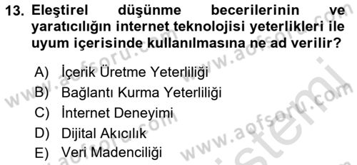 Temel Bilgi Teknolojileri Dersi 2022 - 2023 Yılı (Final) Dönem Sonu Sınav Soruları 13. Soru