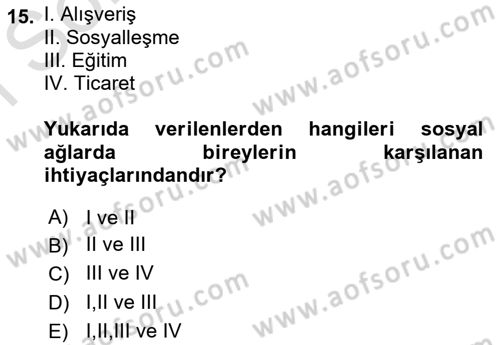 Temel Bilgi Teknolojileri Dersi 2022 - 2023 Yılı (Final) Dönem Sonu Sınav Soruları 15. Soru