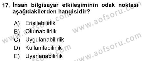 Temel Bilgi Teknolojileri Dersi 2022 - 2023 Yılı (Final) Dönem Sonu Sınav Soruları 17. Soru