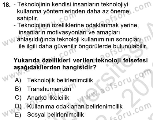 Temel Bilgi Teknolojileri Dersi 2022 - 2023 Yılı (Final) Dönem Sonu Sınav Soruları 18. Soru