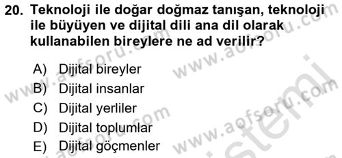 Temel Bilgi Teknolojileri Dersi 2022 - 2023 Yılı (Final) Dönem Sonu Sınav Soruları 20. Soru