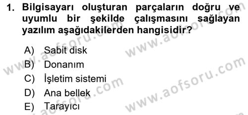 Temel Bilgi Teknolojileri Dersi 2022 - 2023 Yılı Yaz Okulu Sınav Soruları 1. Soru