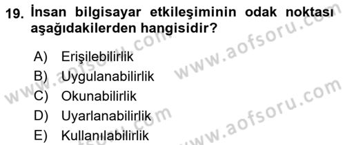 Temel Bilgi Teknolojileri Dersi 2022 - 2023 Yılı Yaz Okulu Sınav Soruları 19. Soru