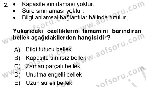 Temel Bilgi Teknolojileri Dersi 2022 - 2023 Yılı Yaz Okulu Sınav Soruları 2. Soru