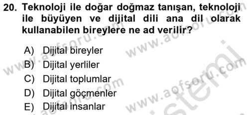 Temel Bilgi Teknolojileri Dersi 2022 - 2023 Yılı Yaz Okulu Sınav Soruları 20. Soru