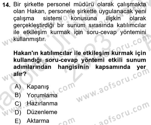Temel Bilgi Teknolojileri Dersi 2023 - 2024 Yılı (Vize) Ara Sınav Soruları 14. Soru