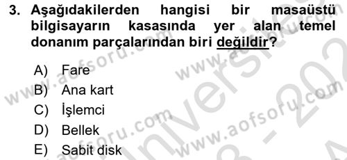 Temel Bilgi Teknolojileri Dersi 2023 - 2024 Yılı (Vize) Ara Sınav Soruları 3. Soru