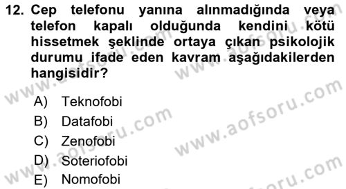 Temel Bilgi Teknolojileri Dersi 2023 - 2024 Yılı (Final) Dönem Sonu Sınav Soruları 12. Soru