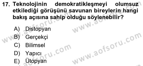 Temel Bilgi Teknolojileri Dersi 2023 - 2024 Yılı (Final) Dönem Sonu Sınav Soruları 17. Soru
