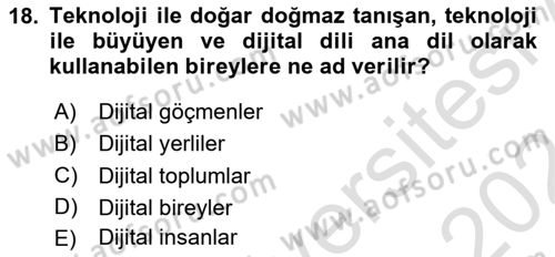 Temel Bilgi Teknolojileri Dersi 2023 - 2024 Yılı (Final) Dönem Sonu Sınav Soruları 18. Soru