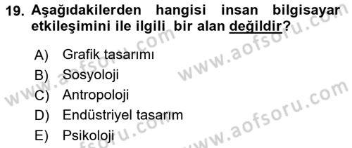 Temel Bilgi Teknolojileri Dersi 2023 - 2024 Yılı (Final) Dönem Sonu Sınav Soruları 19. Soru