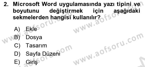 Temel Bilgi Teknolojileri Dersi 2023 - 2024 Yılı (Final) Dönem Sonu Sınav Soruları 2. Soru
