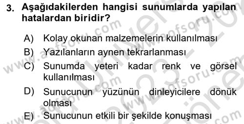Temel Bilgi Teknolojileri Dersi 2023 - 2024 Yılı (Final) Dönem Sonu Sınav Soruları 3. Soru