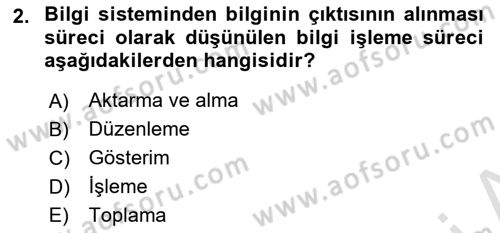 Temel Bilgi Teknolojileri Dersi 2023 - 2024 Yılı Yaz Okulu Sınav Soruları 2. Soru