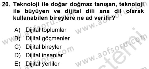 Temel Bilgi Teknolojileri Dersi 2023 - 2024 Yılı Yaz Okulu Sınav Soruları 20. Soru