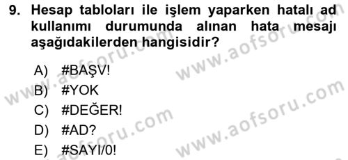 Temel Bilgi Teknolojileri Dersi 2023 - 2024 Yılı Yaz Okulu Sınav Soruları 9. Soru