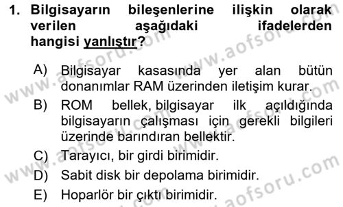 Temel Bilgi Teknolojileri Dersi 2024 - 2025 Yılı (Final) Dönem Sonu Sınav Soruları 1. Soru
