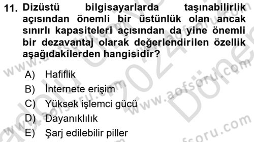 Temel Bilgi Teknolojileri Dersi 2024 - 2025 Yılı (Final) Dönem Sonu Sınav Soruları 11. Soru