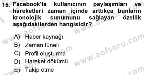 Temel Bilgi Teknolojileri Dersi 2024 - 2025 Yılı (Final) Dönem Sonu Sınav Soruları 15. Soru