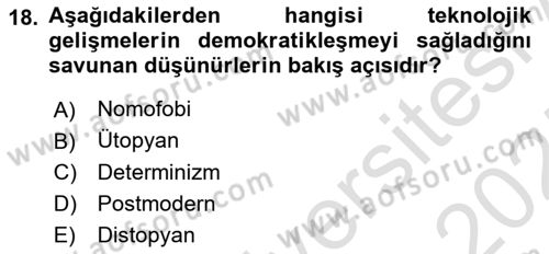 Temel Bilgi Teknolojileri Dersi 2024 - 2025 Yılı (Final) Dönem Sonu Sınav Soruları 18. Soru