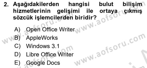 Temel Bilgi Teknolojileri Dersi 2024 - 2025 Yılı (Final) Dönem Sonu Sınav Soruları 2. Soru