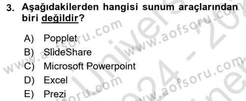 Temel Bilgi Teknolojileri Dersi 2024 - 2025 Yılı (Final) Dönem Sonu Sınav Soruları 3. Soru