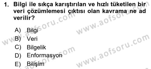 Temel Bilgi Teknolojileri Dersi 2025 - 2026 Yılı (Vize) Ara Sınav Soruları 1. Soru