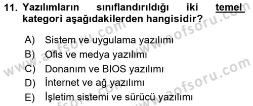 Temel Bilgi Teknolojileri Dersi 2025 - 2026 Yılı (Vize) Ara Sınav Soruları 11. Soru