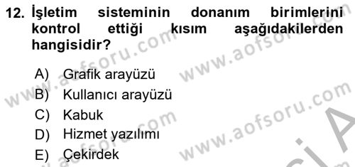 Temel Bilgi Teknolojileri Dersi 2025 - 2026 Yılı (Vize) Ara Sınav Soruları 12. Soru