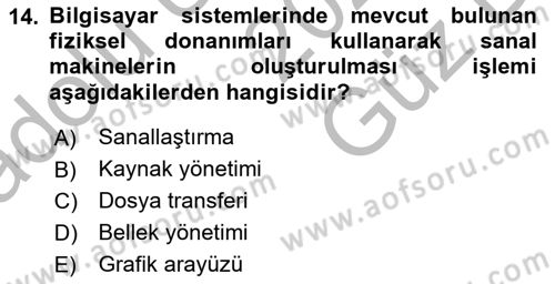 Temel Bilgi Teknolojileri Dersi 2025 - 2026 Yılı (Vize) Ara Sınav Soruları 14. Soru