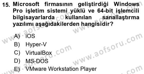 Temel Bilgi Teknolojileri Dersi 2025 - 2026 Yılı (Vize) Ara Sınav Soruları 15. Soru