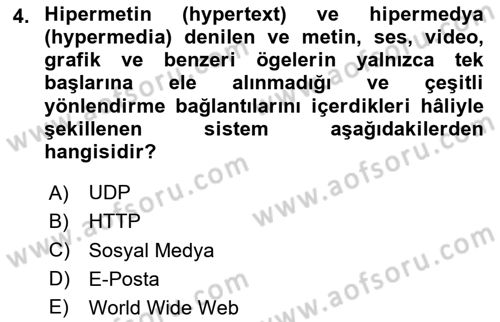Temel Bilgi Teknolojileri Dersi 2025 - 2026 Yılı (Vize) Ara Sınav Soruları 4. Soru