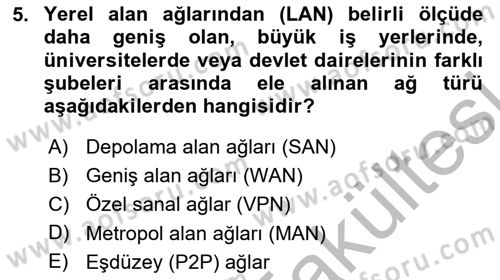 Temel Bilgi Teknolojileri Dersi 2025 - 2026 Yılı (Vize) Ara Sınav Soruları 5. Soru
